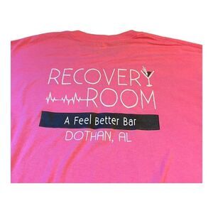 Recovery Room Bar Pink Tshirt Large A feel Better Bar Dothan AL Infusion Medical